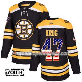 Boston Bruins Torey Krug 47 Adidas 2017-2018 Zwart USA Flag Fashion Authentic Shirt - Kinderen